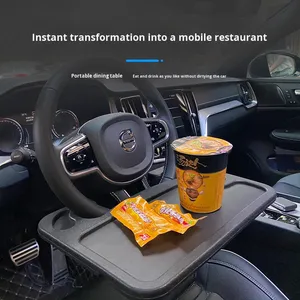 Plateau multifonctionnel portable en plastique pour volant de voiture, support pour ordinateur portable, tablette, repas en voiture, table à cartes - Product Image 2