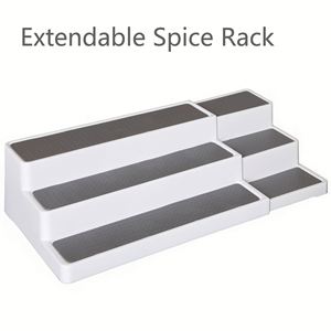 Modern 3 Tier Expandable Foldable Spice Rack Organizer Adjustable Length <b>for</b> <b>Kitchen</b> Cabinet Plastic Multi-functional <b>Storage</b> - Product Image 1