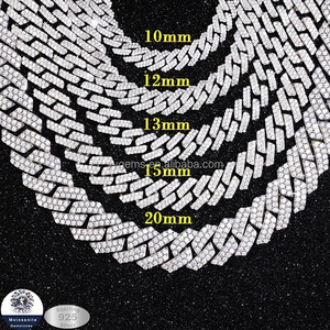 Hot Sale <b>Cheap</b> Men's Hip Hop Cuban <b>Chain</b> VVS Moissanite 925 Sterling Silver <b>Gold</b> Plated Certified Pass Diamonds Test Necklace - Product Image 2