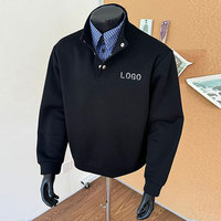 Nouveau pull sans capuche à col Henley pour homme, style printemps, haut de gamme, décontracté, personnalisable avec logo, polyester/coton