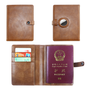 Rfid bloqueo PU cuero genuino equipaje etiqueta pasaporte titular Canadá cuero cartera cubierta con Gps aire ranura etiqueta - Product Image 6