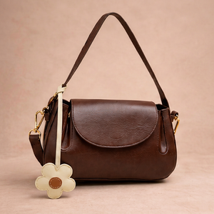 Bolso Bandolera de Cuero Genuino Marrón Premium, Estilo Vintage, para Mujer, Elegante y Moderno - Product Image 1