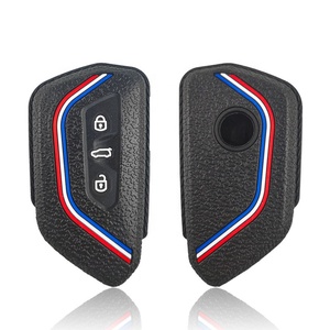 Funda de silicona en relieve para llave de coche, funda inteligente para llave sin llave con tira de <span class=keywords><strong>3</strong></span> colores para VW <span class=keywords><strong>Volkswagen</strong></span> Golf 8 - Product Image 3
