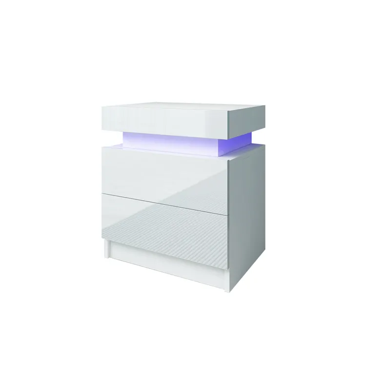 LEDカラフルライト付きのモダンでシンプルなベッドサイドテーブルベッドサイドキャビネット