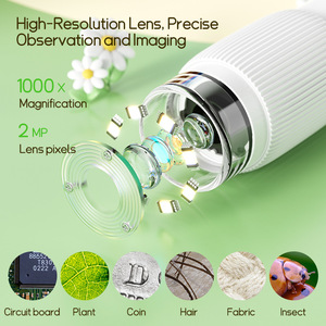 กล้องจุลทรรศน์ดิจิตอลสำหรับเด็ก 1000X แบบมองภาพด้วยตาเดียว พร้อมจอ LED ความละเอียด 2MP HD - Product Image 2