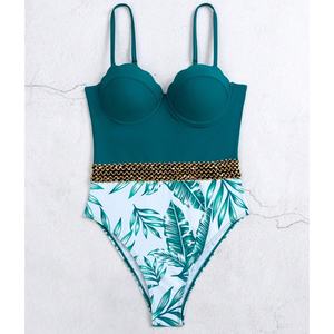 ชุดว่ายน้ำผู้หญิงแบบ 2 ชิ้น คุณภาพสูง ดีไซน์พิมพ์ลาย ทรงบิกินี่ขาสูง ช่วยยกกระชับ แห้งเร็ว - Product Image 1