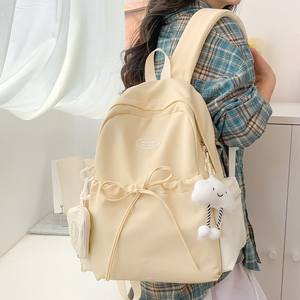 Sac à dos de couleur unie de style coréen pour femmes du premier cycle du secondaire Sac à dos de grande capacité pour étudiants légers Étudiants - Product Image 5