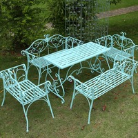 Ensemble de table et de chaises en fer forgé de style américain pour patios et balcons, meubles de salon colorés comprenant une table basse et un canapé