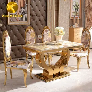 Other antique furniture factory marble dining table set modern dining table with chairs for sale DT005