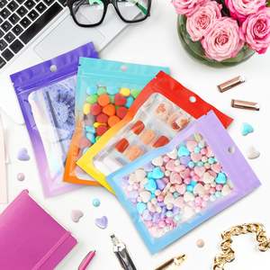 Mor solmaya mavi açılıp kapanabilir Mylar holografik çanta gıda depolama kokusu geçirmez çanta ile ön pencere paket ambalaj - Product Image 5