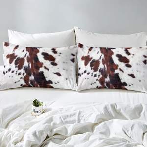 Ensemble de couette en cuir de vachette marron occidental Ensemble de literie imprimé vache aztèque noir blanc Ensemble de housse de couette Farm Design - Product Image 3