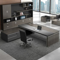 Ensemble table et chaise de bureau du patron avec bibliothèque - Mobilier de direction moderne et épuré