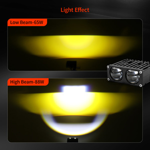 Faro LED de triple lente IP68, luz antiniebla todoterreno 4x4, luz de conducción de haz alto/bajo, amarilla, 100W, para motocicleta, coche, SUV, mejora oculta para parrilla - Product Image 3