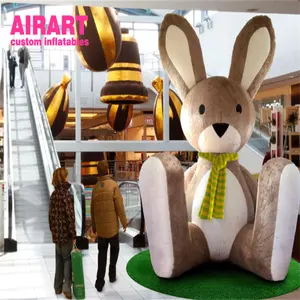 购物中心复活节节日活动装饰充气毛绒兔子，充气可爱兔子吉祥物用柔软的材料