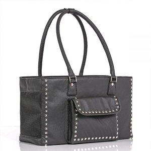 Customized Black Pu Faux, Leather Women Luxury Pet Carrier studded Handbag <strong>Cat</strong> Travel Pet Carrier <strong>Tote</strong> <strong>Bag</strong> Dog Carrier <strong>Bag</strong>/ - Product Image 5