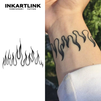 Autocollant de tatouage temporaire personnalisé à motif flamme, imperméable, longue durée (15 jours), semi-permanent, pour poignet, bras, hommes, femmes, style motard
