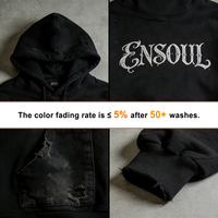 Sweat à capuche oversize brodé pour homme, style streetwear, délavé à l'acide, avec un fini vieilli et une fabrication artisanale de qualité supérieure, collection automne