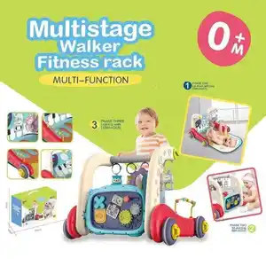 Andador multifuncional para bebês, carrinho de brinquedo educativo com rodas ajustáveis, andador para bebês com tapetes de brincar
