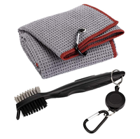 Ensemble d'accessoires de golf haut de gamme personnalisés : Serviette de golf en microfibre nid d'abeille, Brosse, Outil de réparation de divots, Nettoyeur de clubs de golf