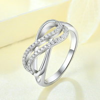 Bague infini torsadée en argent sterling 925 pour femme, pavée de cristaux entrecroisés, bijou de promesse de mariage