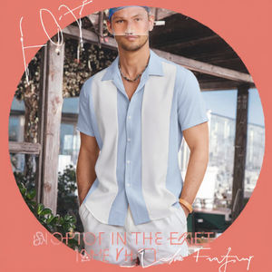 Hommes Sexy à manches courtes boutonné tricoté pour les polos affaires décontracté Cardigan tricots solide motif anti-boulochage conception - Product Image 2