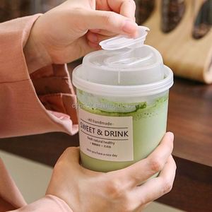 CJF Custom Logo Boba <b>Cups</b> Disposable <b>Plastic</b> <b>Cups</b> 500ml 16oz 24oz 700ml Bottles Buckets Frosted <b>Cup</b> with Sipping Lids - Product Image 2