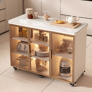 Fabrika özel Modern mobilya tasarım yemek odası mutfak tekerlekler ile hareketli ada masa depolama Bar dolabı - Product Image 1