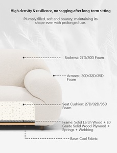 Canapé Nuage en Tissu Bouclé Blanc Crème OEM/ODM en Gros avec Inclinaison Ergonomique à 108 Degrés - Product Image 4