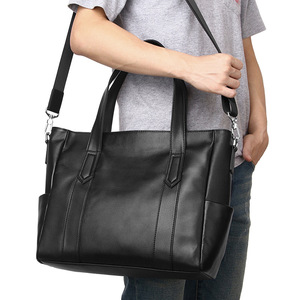 Men's Handbag Top Grain Cowhide Large Capacity Business Shoulder <b>Bag</b> Crossbody Tote <b>Bag</b> Solid Color Leisure Travel - Product Image 2