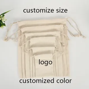 Bolsa de Joyería de Algodón Blanco Ecológica con Cordón, Impresión de Logotipo Personalizado, Venta al Por Mayor, Promoción de Fábrica, Lona con Letras - Product Image 3