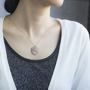 Simple moderne martelé pendentif turc fait à la main en gros 925 bijoux en argent Sterling - Product Image 2