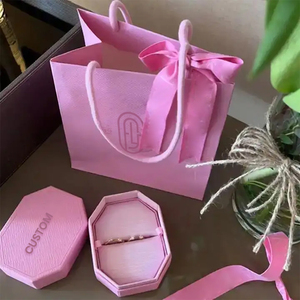 Gói đồ trang sức Set Logo in sang trọng nhung Pouch ánh sáng màu hồng tùy chỉnh mua sắm trượt tông đồ trang sức Hộp quà tặng - Product Image 3