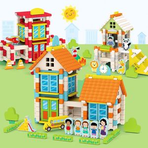 Jeu de construction créatif, blocs de construction en bois de différentes formes, puzzles pour enfants de 4 à 8 ans, garçons et filles - Product Image 1