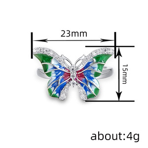 Set di Gioielli a Farfalla per Donne, Stile Pastorale, Collana Dipinta con Catena a O, Anello Moda per Vacanze in Foresta, Regalo di Gioielleria - Product Image 3