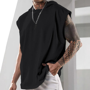<span class=keywords><strong>Gilet</strong></span> de sport sans manches à <span class=keywords><strong>capuche</strong></span> pour <span class=keywords><strong>homme</strong></span>, ample, sportif, en polyester uni - Product Image 2
