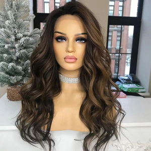 Parrucca anteriore in pizzo 13x4 HD a 180% densità capelli umani Remy vergini | <span class=keywords><strong>Frontali</strong></span> in pizzo con estremità spessa di colore marrone onda del corpo senza colla - Product Image 1