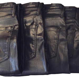Nouveau quantité minimale de commande bas classique Stretch évasé taille haute noir enduit ciré Denim jean pour hommes respirant imperméable solide Style imprimé