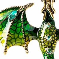 Broche Vintage Dragon Ailé Iridescent Alliage de Zinc Émail Strass Dégradé Fantaisie Pin Revers Bijou Unisexe Cadeau