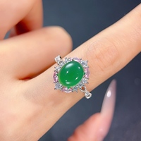 Factory Wholesale Custom 925 Sterling Silver Gold Plated Oval Cut Agate8x10mm Luxury Gemstone Ring Engagement Gift Party Wedding