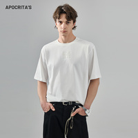 T-shirt pour homme en coton peigné APO OEM/ODM, tissage lâche, respirant, brodé, anti-déformation, mélange de fibres élastiques, motif lettres