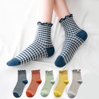 Chaussettes transparentes à volants pour femmes, style académique coréen, mignonnes, lolita japonaise, écologiques, antibactériennes, avec logo