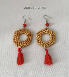 Nuevos pendientes bohemios de ratán geométricos de paja hechos a mano para mujer, pendientes de playa, el más vendido en Vietnam - Product Image 6