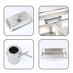 Cao Cấp Vàng Bạc Thép Không Gỉ 9L Chafing Món Ăn Tự Chọn Thực Phẩm Ấm Hơn Với Glass Nắp Cho Phục Vụ Các Sự Kiện Bữa Tiệc <span class=keywords><strong>Buffet</strong></span> - Product Image 3