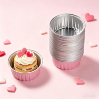 Mini moules à pâtisserie ronds roses haut de gamme de 125 ml, contenants jetables en aluminium pour œufs, gâteaux et desserts