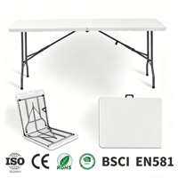 Table pliante rectangulaire exclusive transfrontalière, portable et minimaliste, pour repas en extérieur, avec chaises, 6 pieds, moulée par soufflage