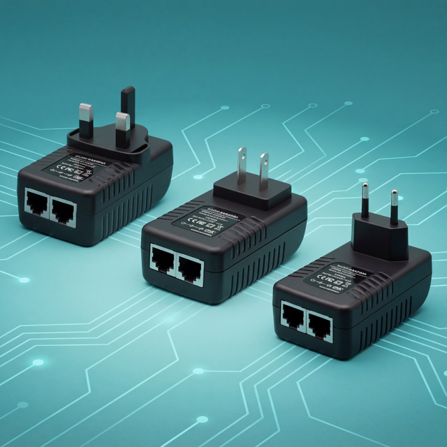 Passive Wall Plug Power Supply 24V 1A POE Injector LAN RJ45 10/100Mbps Camera Network 2 Ports in Stock Plastic