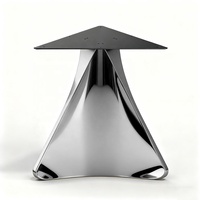 Piédestal large pieds en acier inoxydable laiton bronze couleur édition base de table triangulaire pour grand dessus de table à manger en verre de luxe