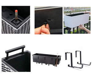 Jardinières rectangulaires en plastique PP auto-arrosantes de 20 pouces pour la maison, le jardin et la terrasse avec crochets et design moderne écologique toutes saisons - Product Image 5