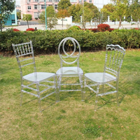 Chaise de luxe en résine transparente empilable Napoléon, résistante aux intempéries, pour cérémonies de mariage, fêtes de jardin, intérieur et extérieur