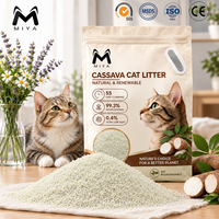 Litière agglomérante pour chat à base de manioc, biodégradable, jetable aux toilettes, faible poussière, contrôle des odeurs, hautement absorbante, vente en gros, OEM